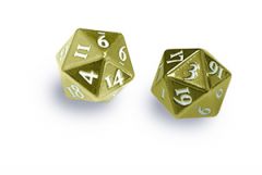 Heavy Metal D20 2-Dice Set - Gold w/ White Numbers
