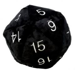 Jumbo D20 Novelty Dice Plush in Black with White Numbering