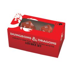 Heavy Metal Red and White D20 Dice Set for Dungeons & Dragons