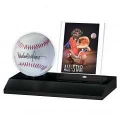 Baseball & Card Black Wood Display